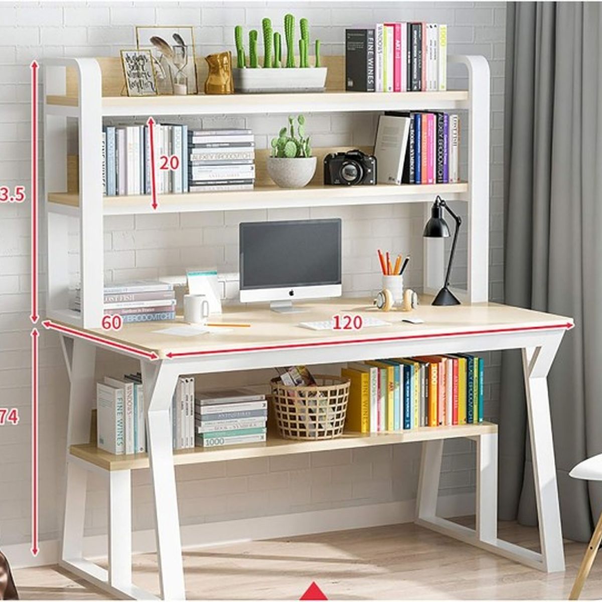 ANYHOGAR - Escritorio de computadora moderno de madera con marco multifuncional