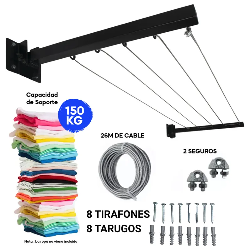 GENERICO - Tendedero Ropa Plegable Imahi Acero Soporte 150kg