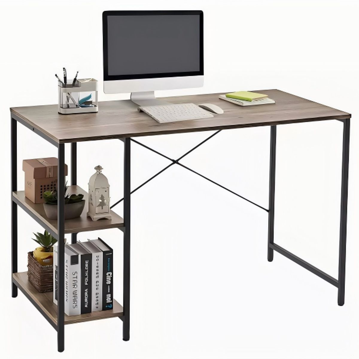 ANYHOGAR - Escritorio de metal con estantes