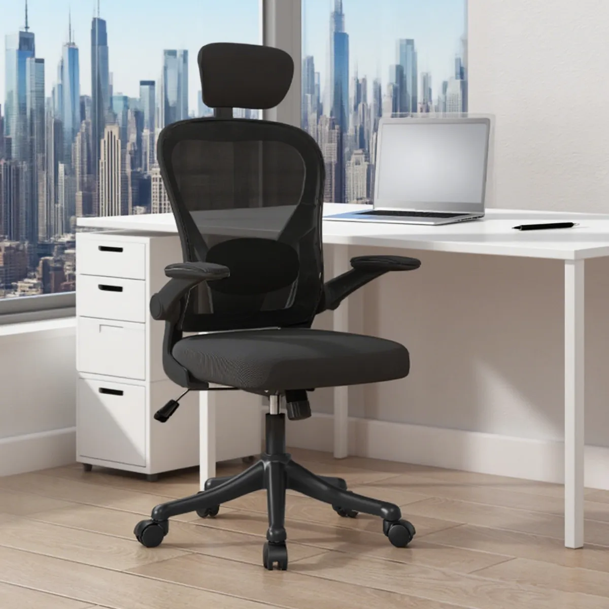 VIDITA - Silla Ergonómica De Oficina Soporte Lumbar Ajustable Amia Negro