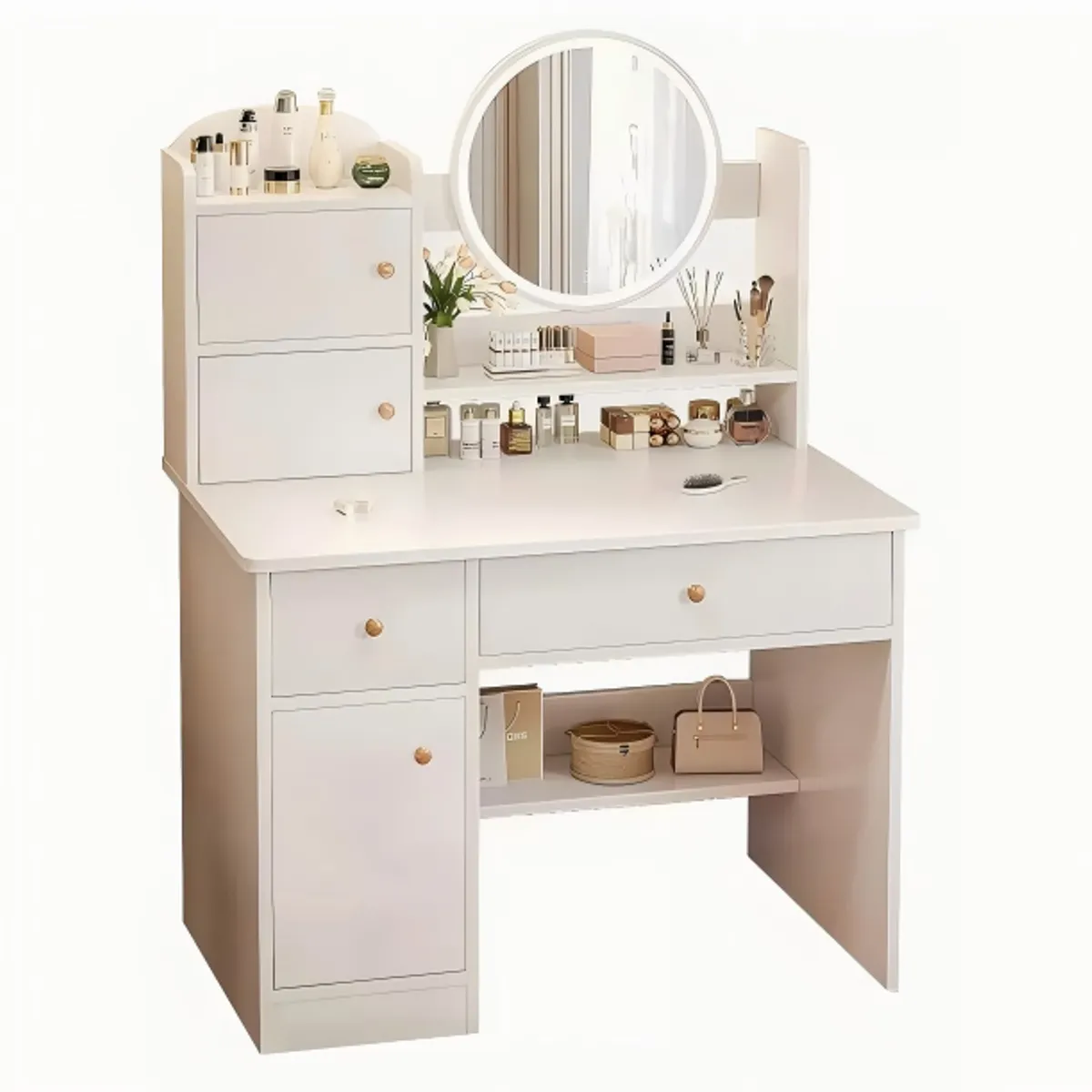 ANYHOGAR - Tocador Multifuncional Con Espejo Led Con Cajas sólo Mesa