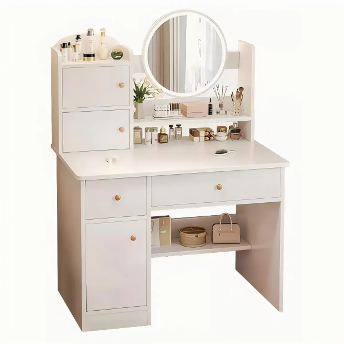 ANYHOGAR - Tocador Multifuncional Con Espejo Led Con Cajas sólo Mesa