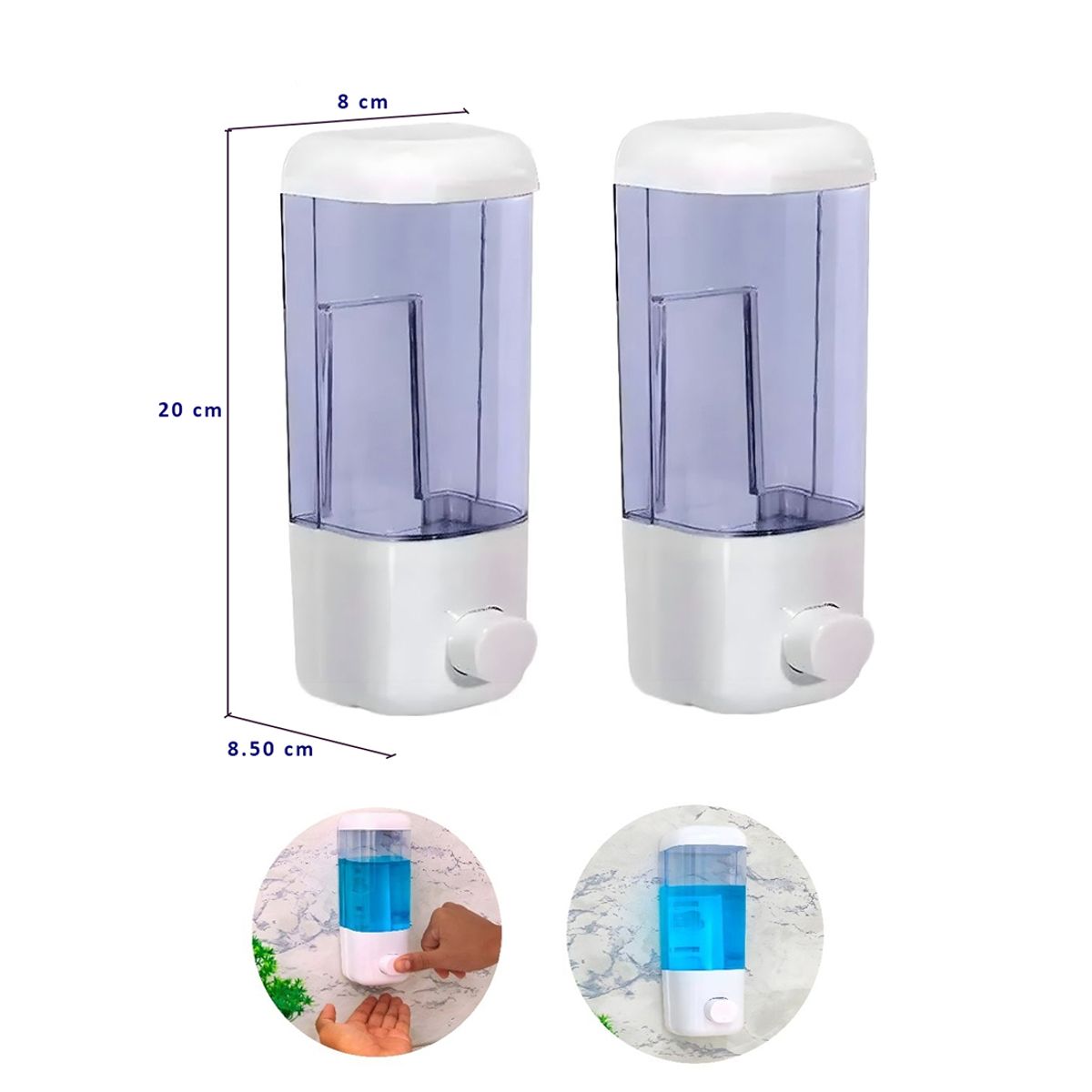 GENERICO - Pack 02 und Dispensador de Jabón Líquido 500 ml PVC con Accesorios