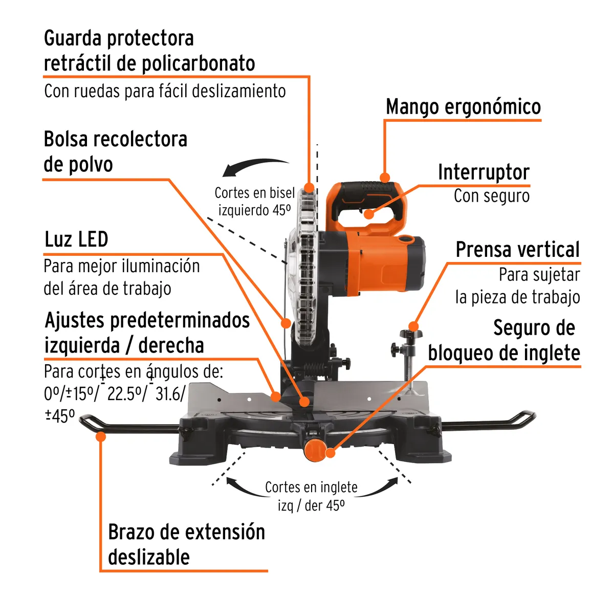 TRUPER - Sierra Ingleteadora 10 Pulgadas 1900w Compuesta Truper