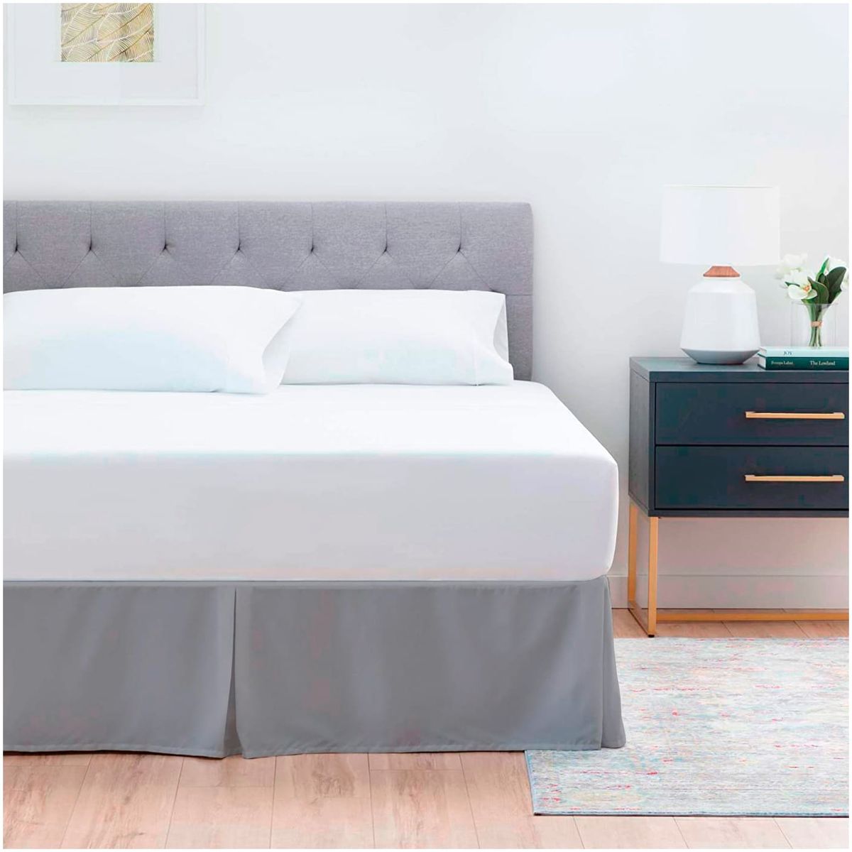 GENERICO - FALDON DE TARIMA 2 PLAZAS ELEGANCE DRILL GRIS CLARO 35CM