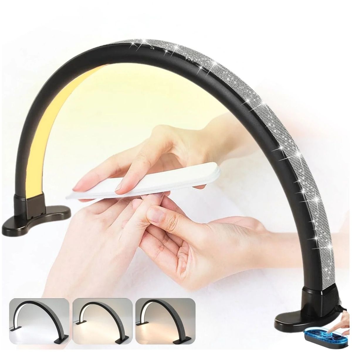 LAN TEN - ARCO LED MOONLIGHT PROFESIONAL DE MESA NEGRO PARA SALÓN