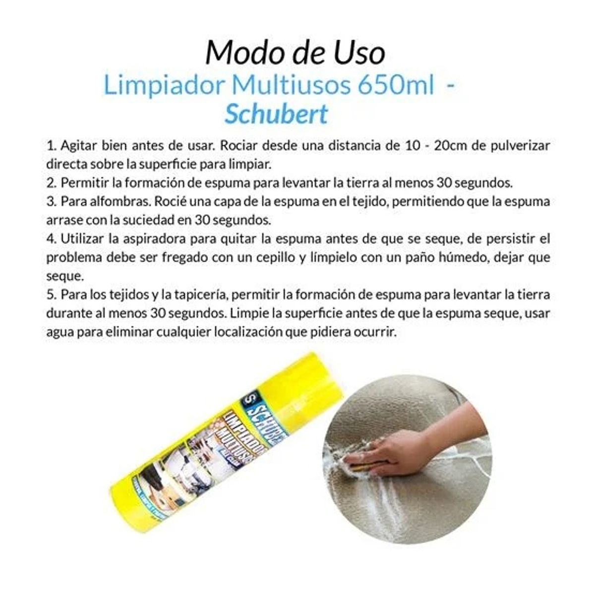 GENERICO - Pack x 06 Espuma Limpiadora Multiusos SCHUBERT 650ML