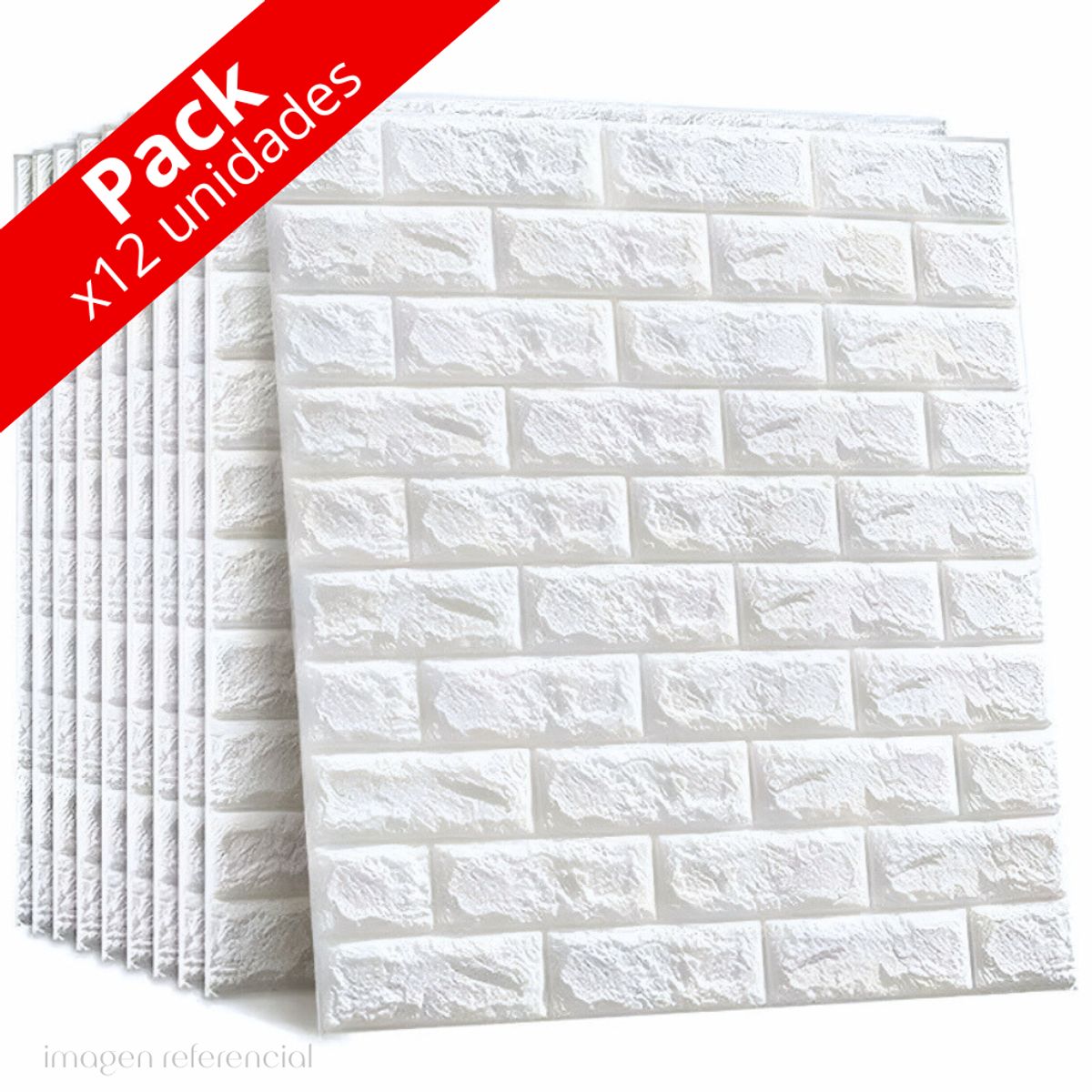 MINARI - Pack x12 Papel Tapiz Espuma 3D Pegatina Autoadhesiva de Pared 77x70CM