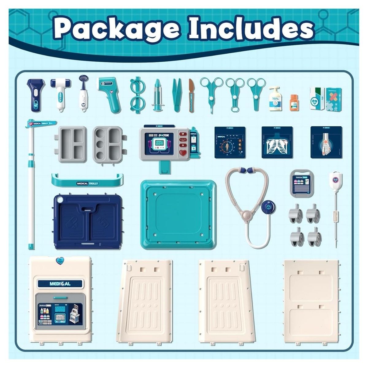 GENERICO - Kit Carrito Medico Infantil con Luces y Sonidos para Niños