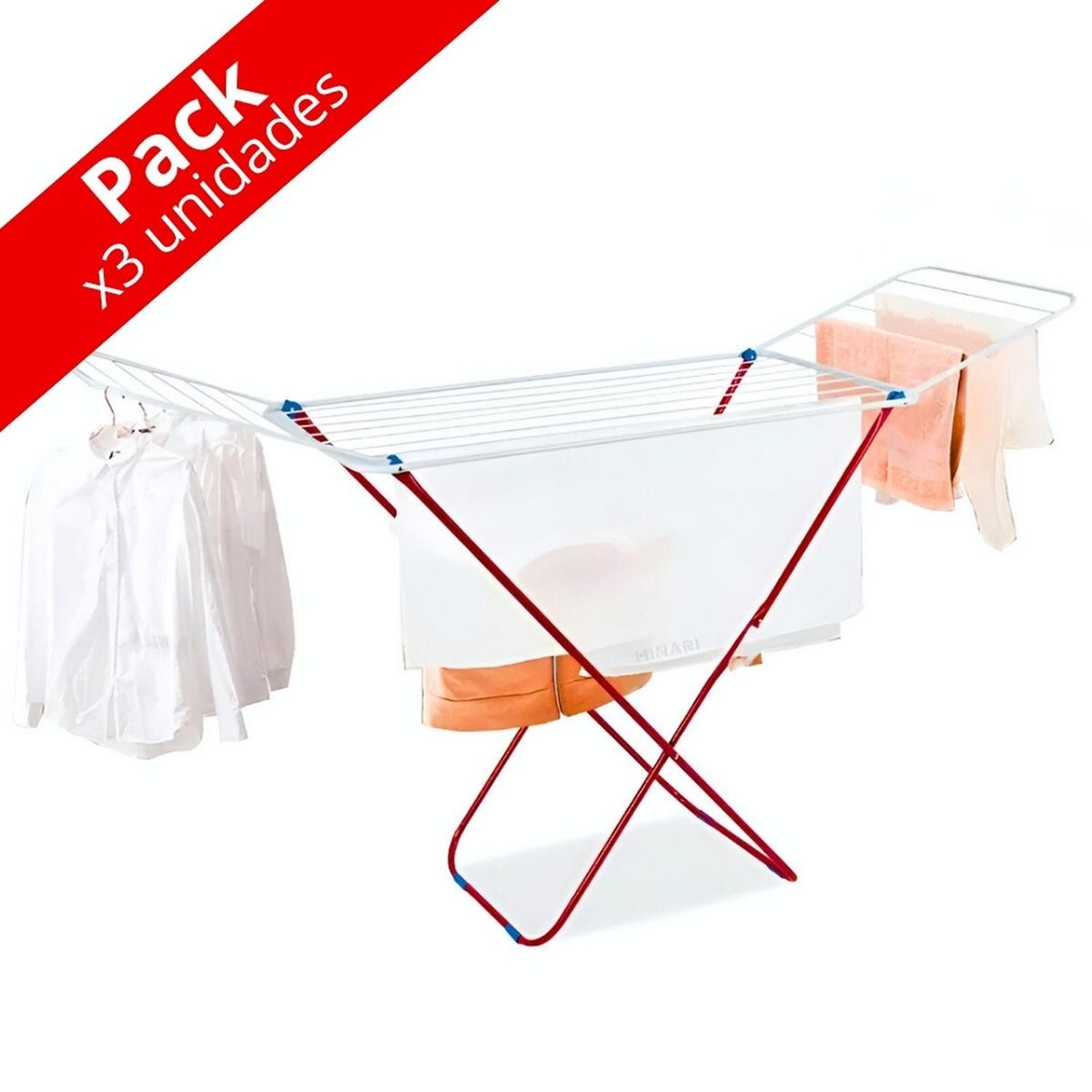 MINARI - Pack x3 Tendedero de Ropa Plegable Premium 90T