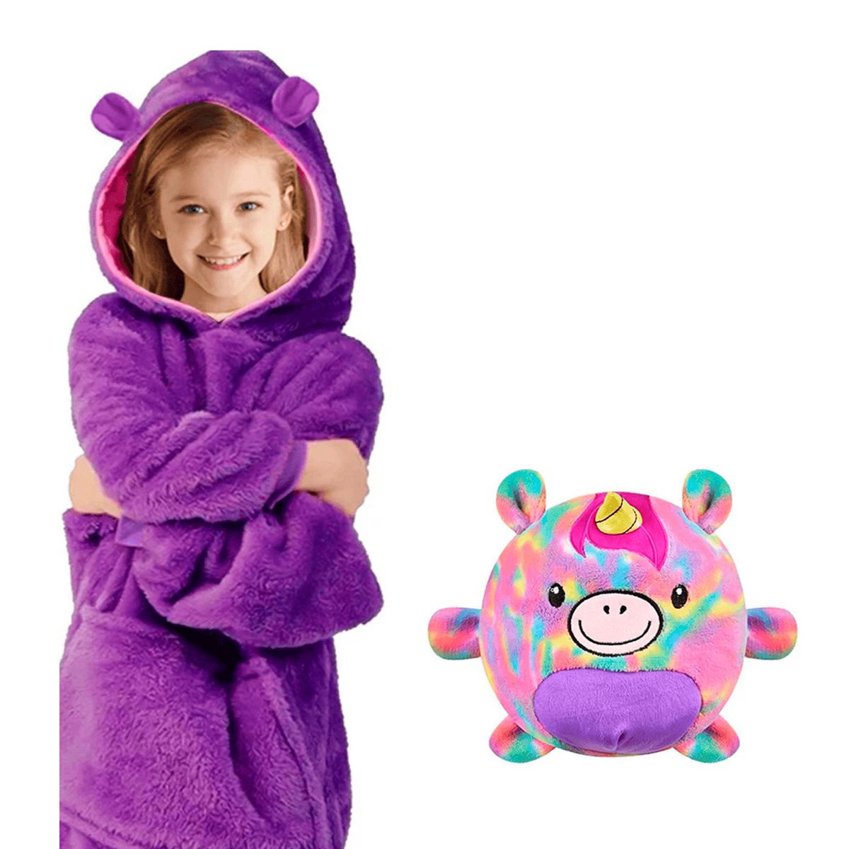 GENERICO - Poleron Peluche Infantil Huggle Pets para Niñas Unicornio