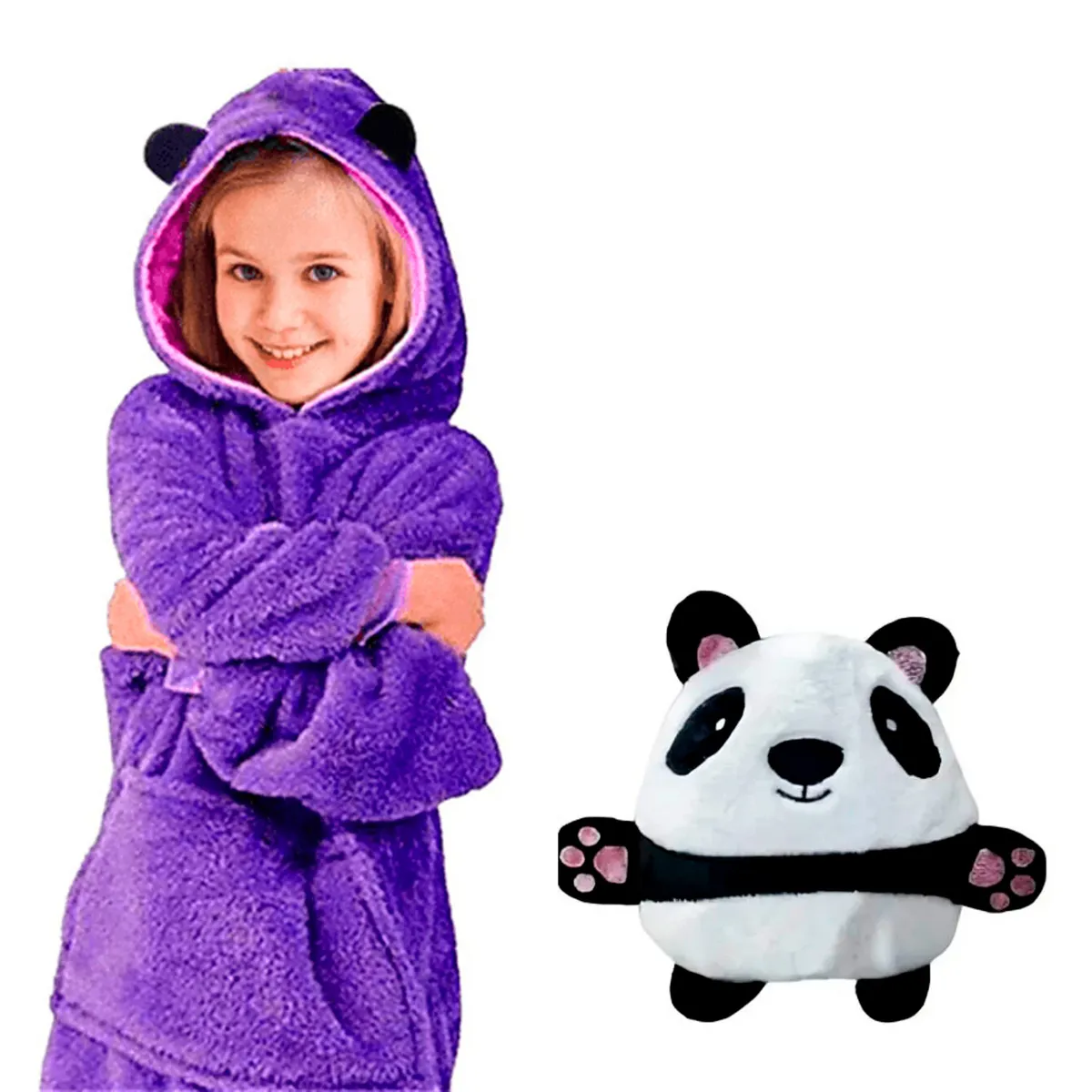 GENERICO - Poleron Peluche Infantil Huggle Pets para Niños Panda