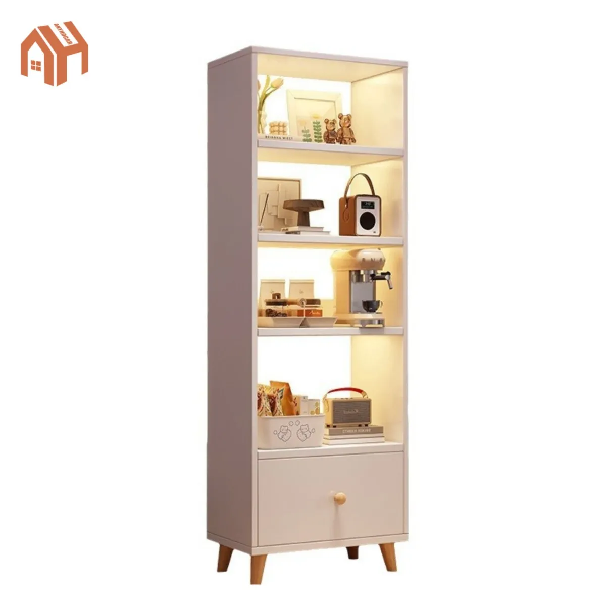 ANYHOGAR - Estantería moderna con cajones y armario de almacenamiento de madera con