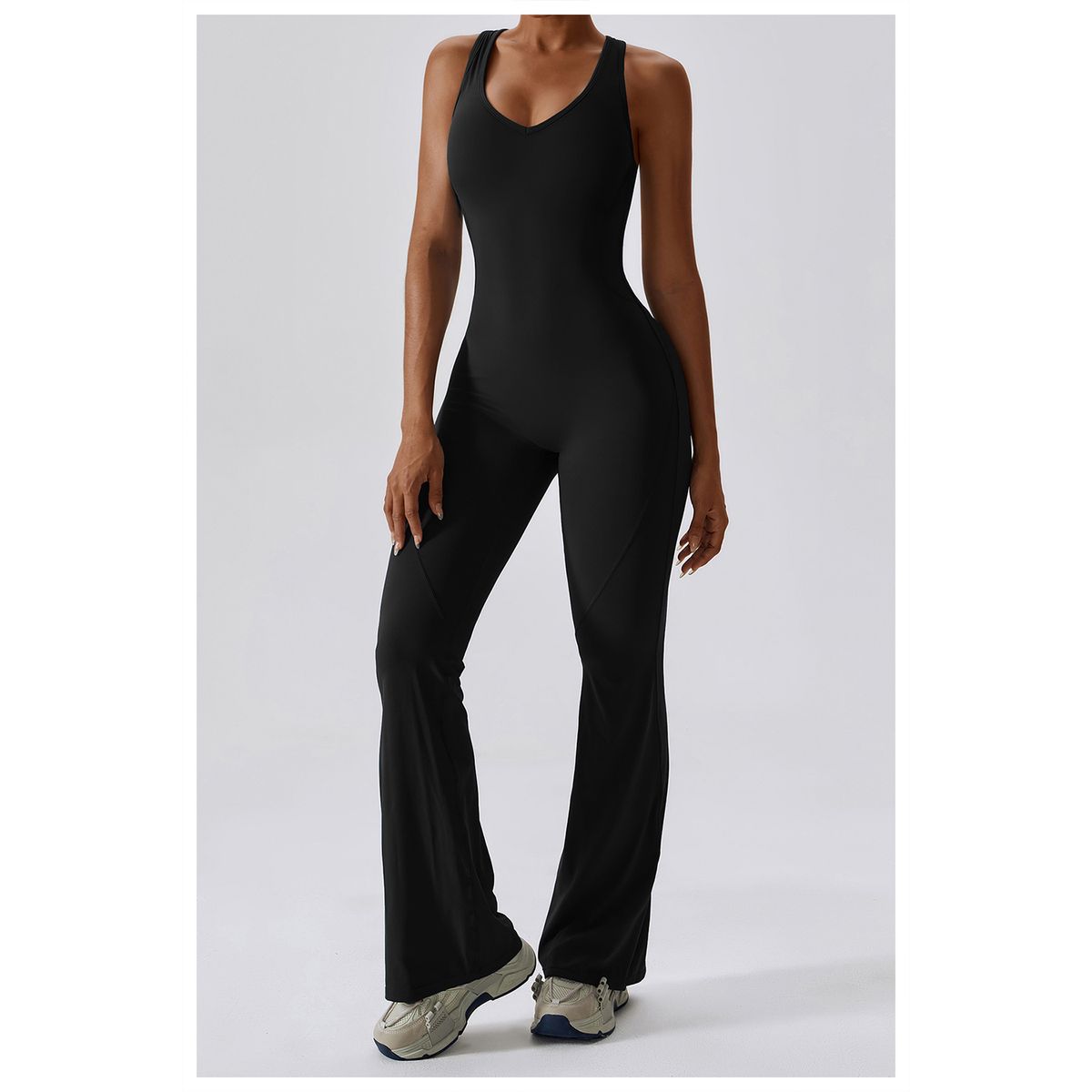 TIOZONEY - Mono deportivo sin mangas para mujer-Negro