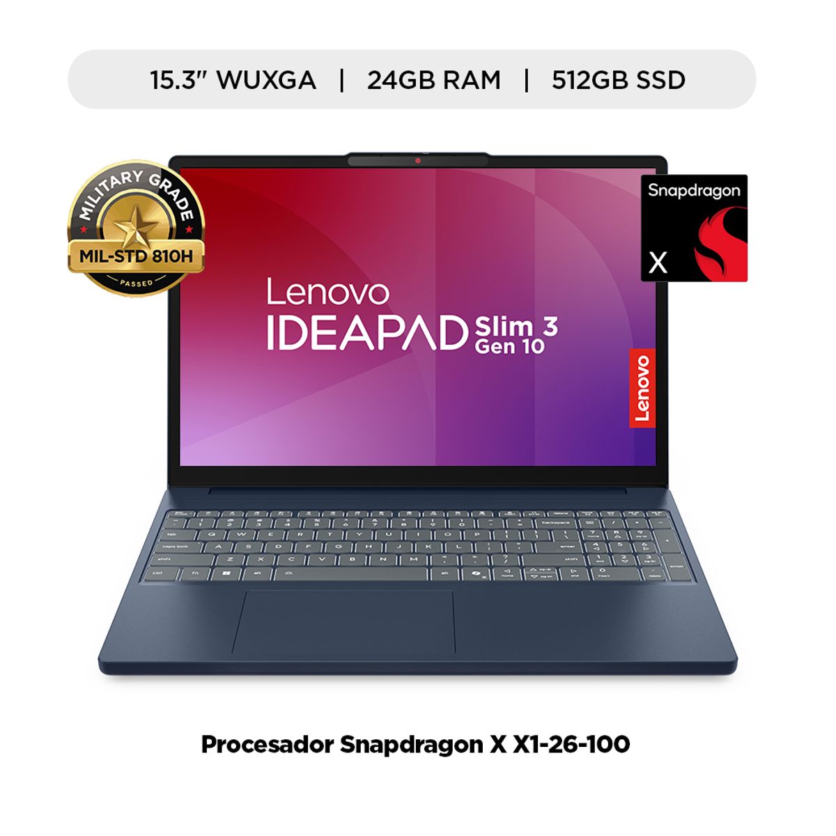 LENOVO - Laptop Lenovo Ideapad Slim 3 SnapdragonX RAM 24gb SSD 512gb