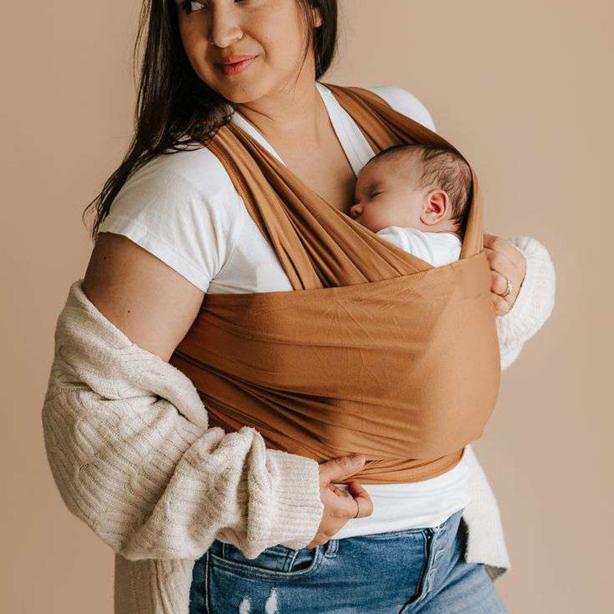 GENERICO - Fular NEW BORN Nemito 100% algodón BEIGE TOSTADO