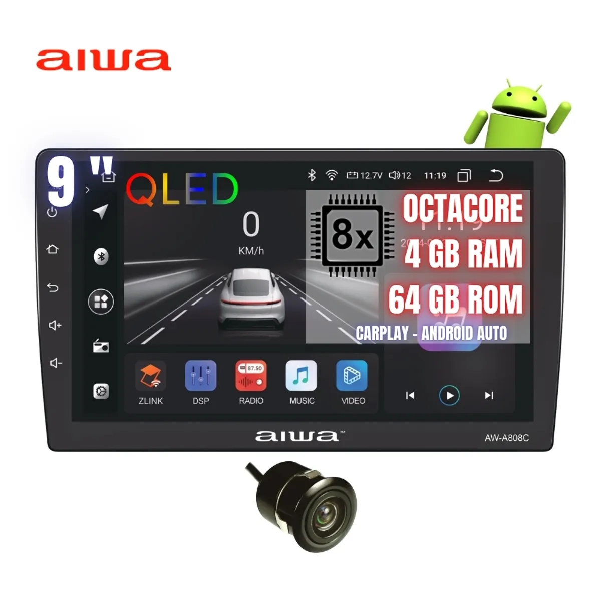 AIWA - Autoradio Android Aiwa Octacore 2GB + 32GB AndroidAuto Carplay 9 HD