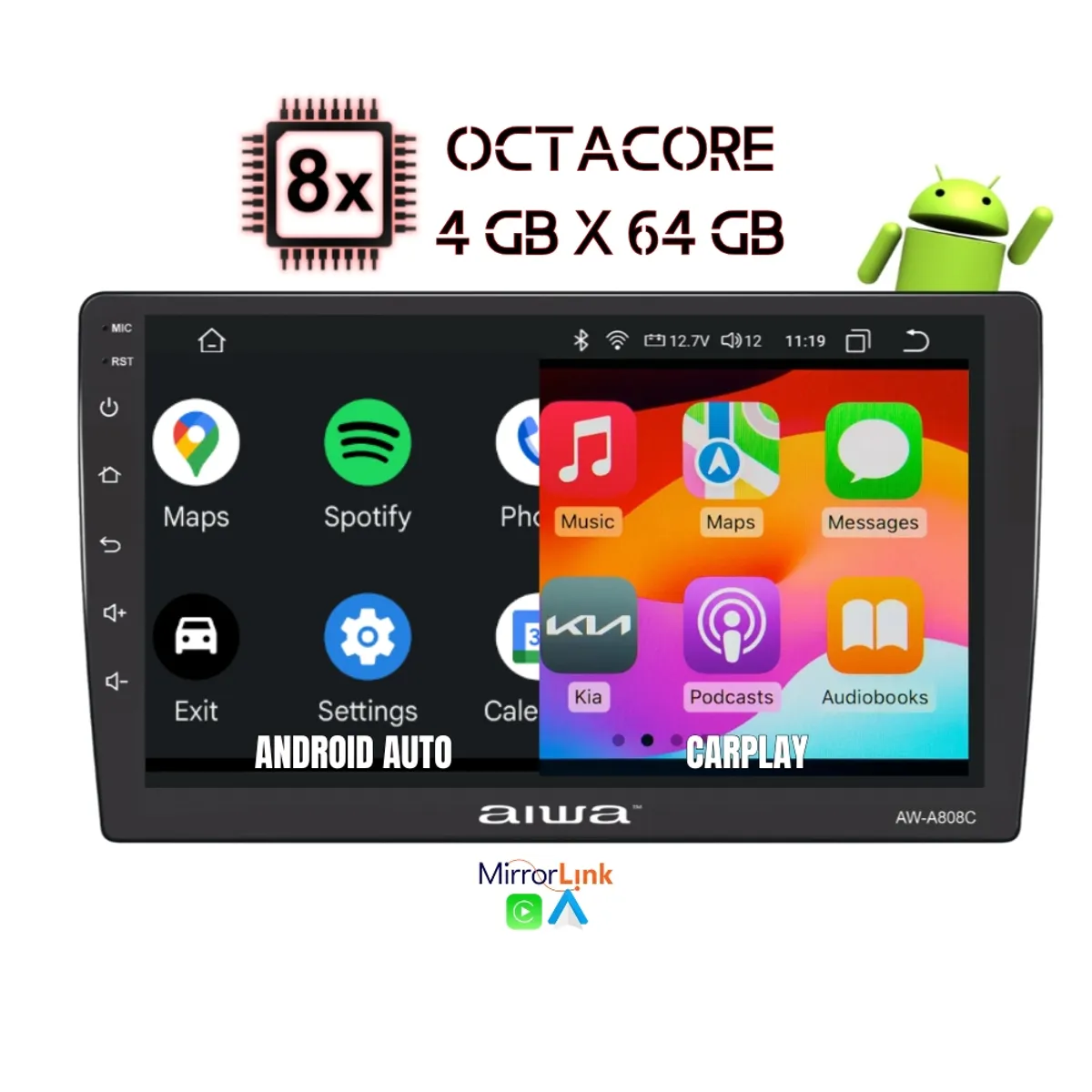 AIWA - Autoradio Android Aiwa Octacore 2GB + 32GB AndroidAuto Carplay 9 HD