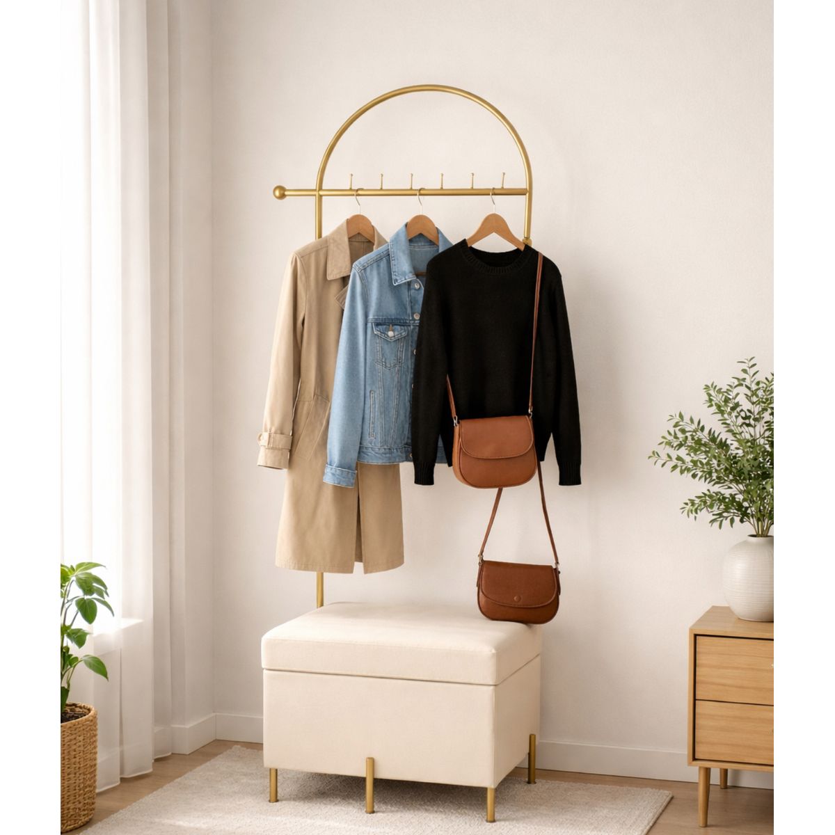 GENERICO - PERCHERO GLAM CON ASIENTO BAÚL INTERNO