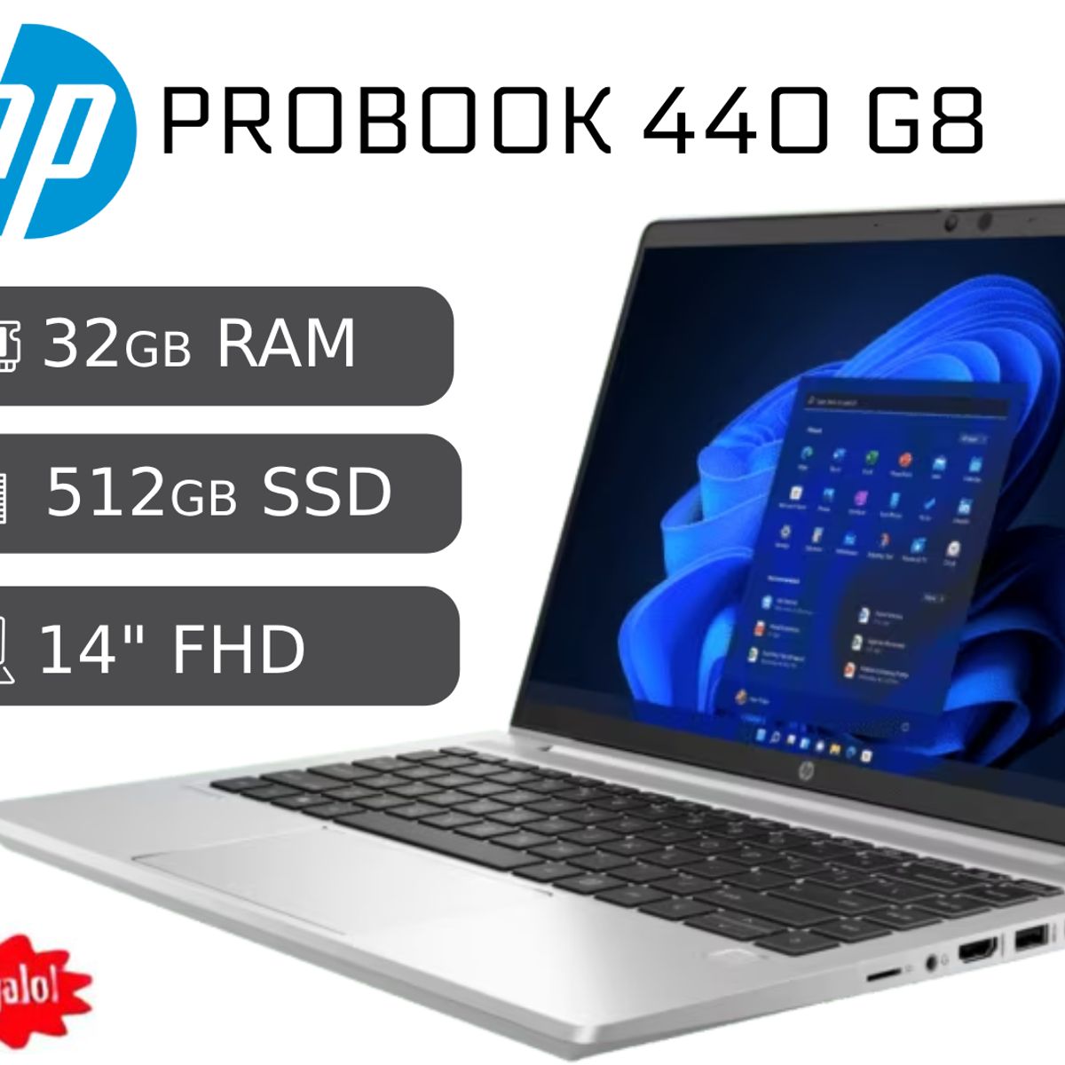 HP - Hp Probook 440 G8 I7 11va 32gb RAM 512GB SSD IPS Reacondicionada 1 Año Garantía + COOLER