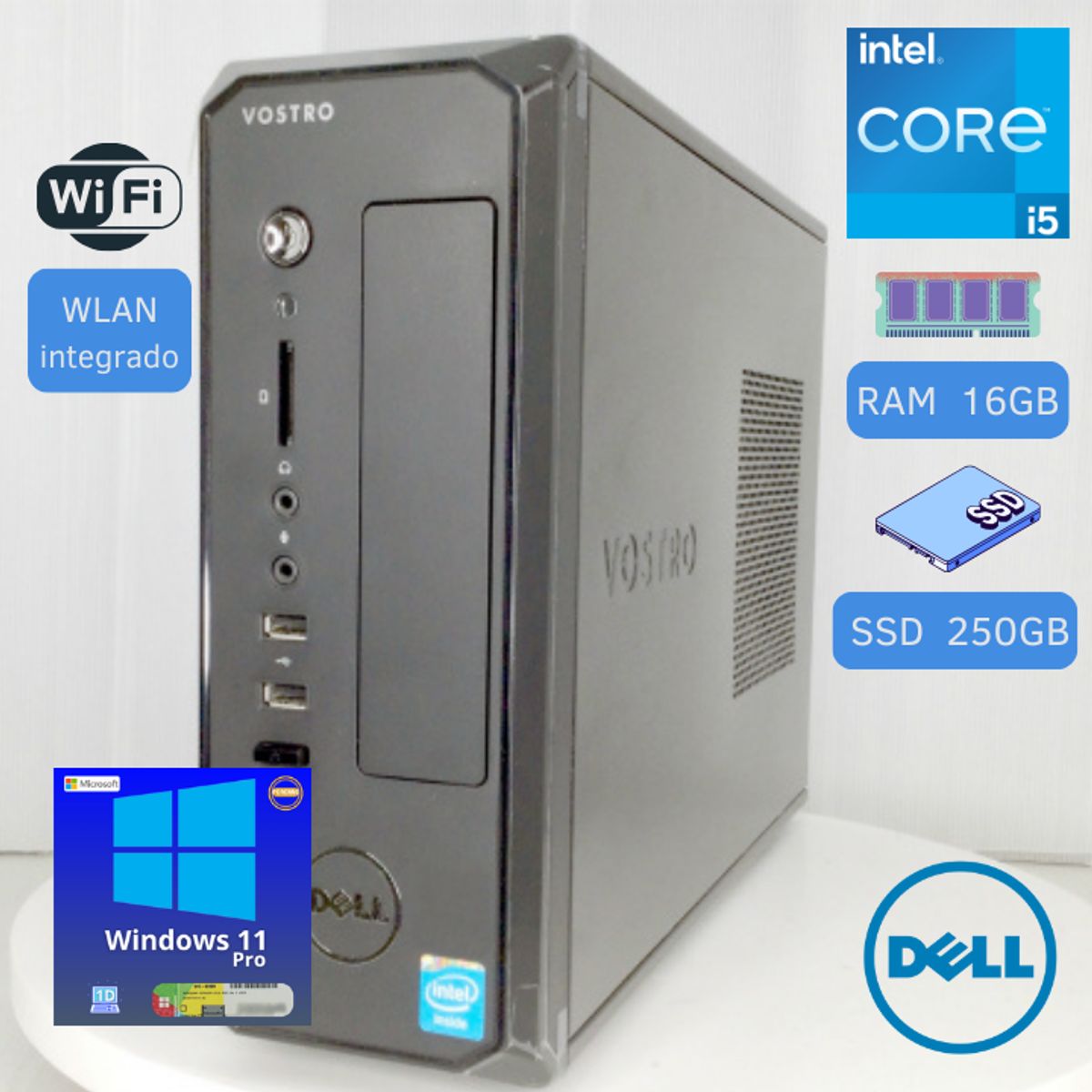 DELL - Computadora Dell Vostro D06S Intel Core I5 250GB SSD 16GB RAM+ W 11P