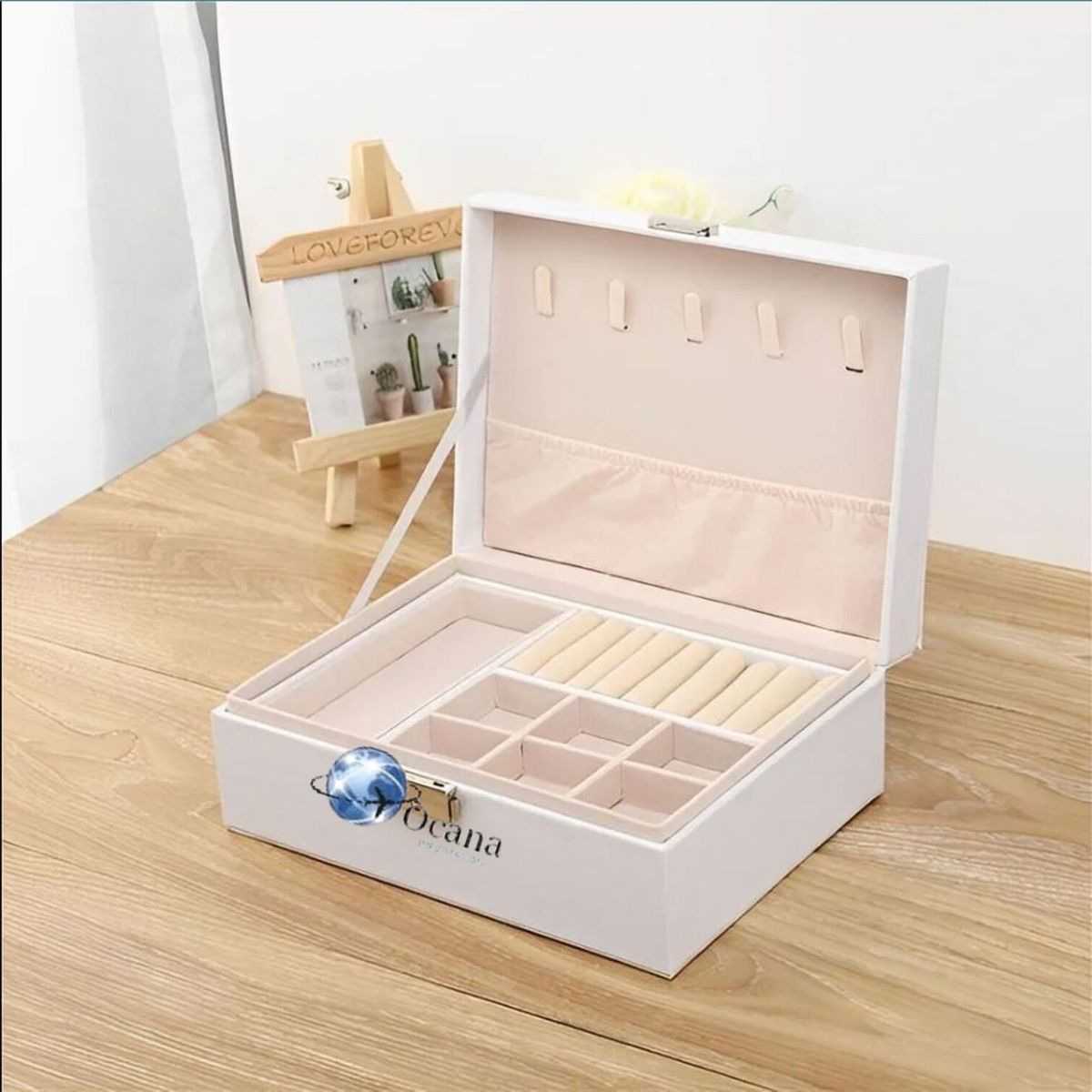 GENERICO - Joyero de Accesorios 3 Niveles Cofre  Cuadrado Cuero