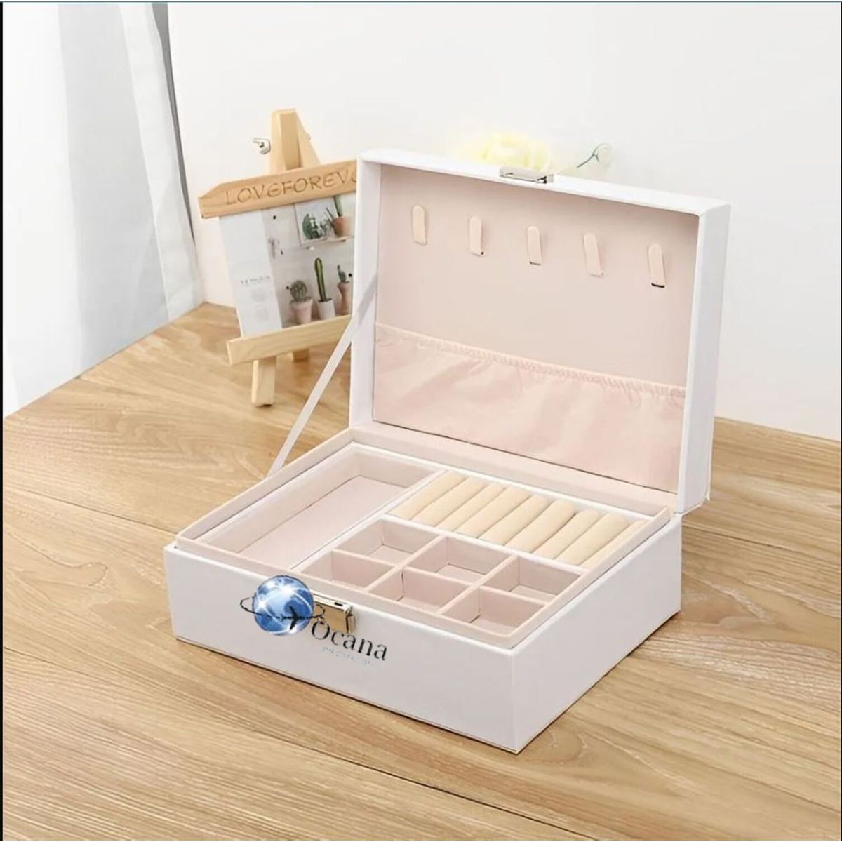 GENERICO - Joyero de Accesorios 3 Niveles Cofre  Cuadrado Cuero