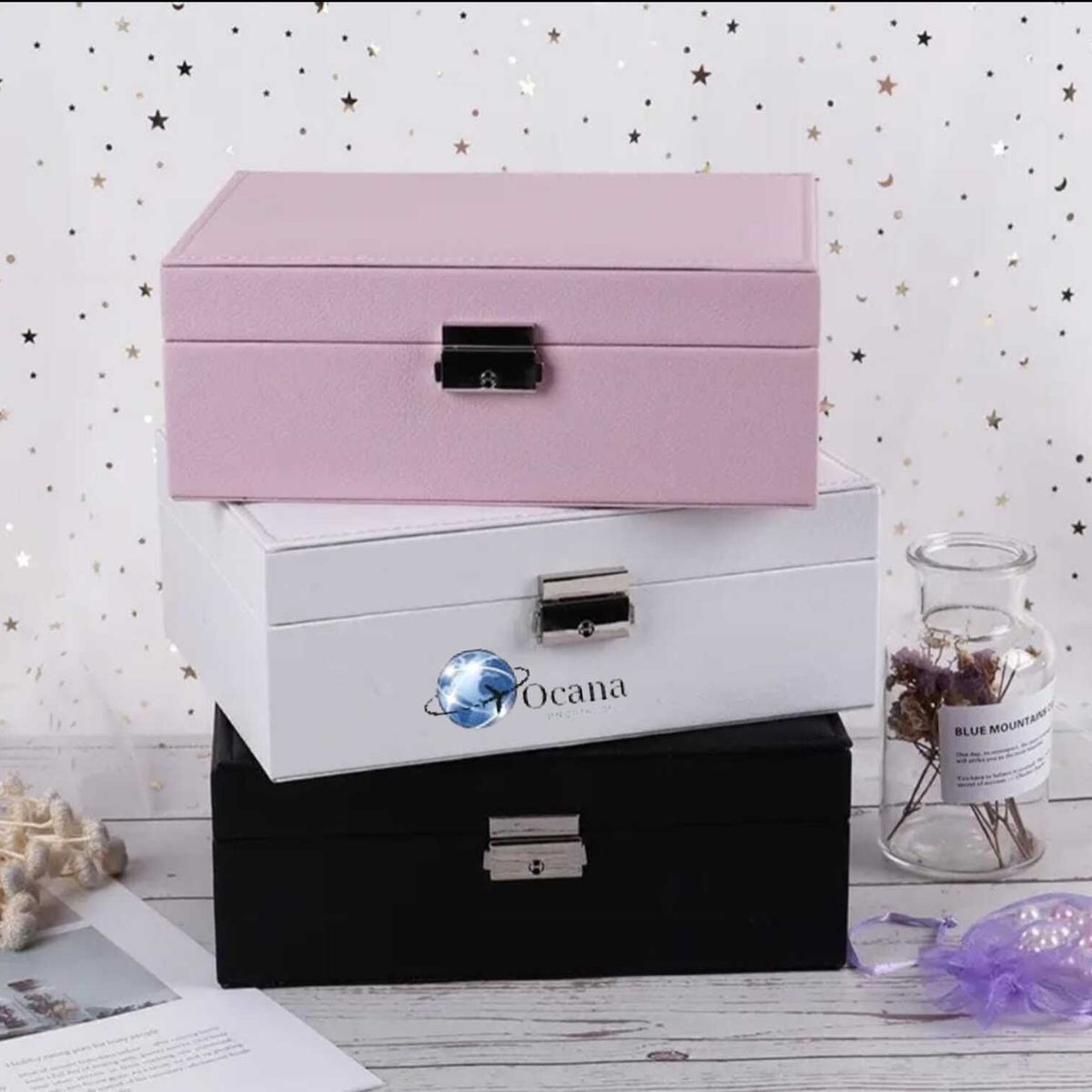 GENERICO - Joyero de Accesorios 3 Niveles Cofre  Cuadrado Cuero