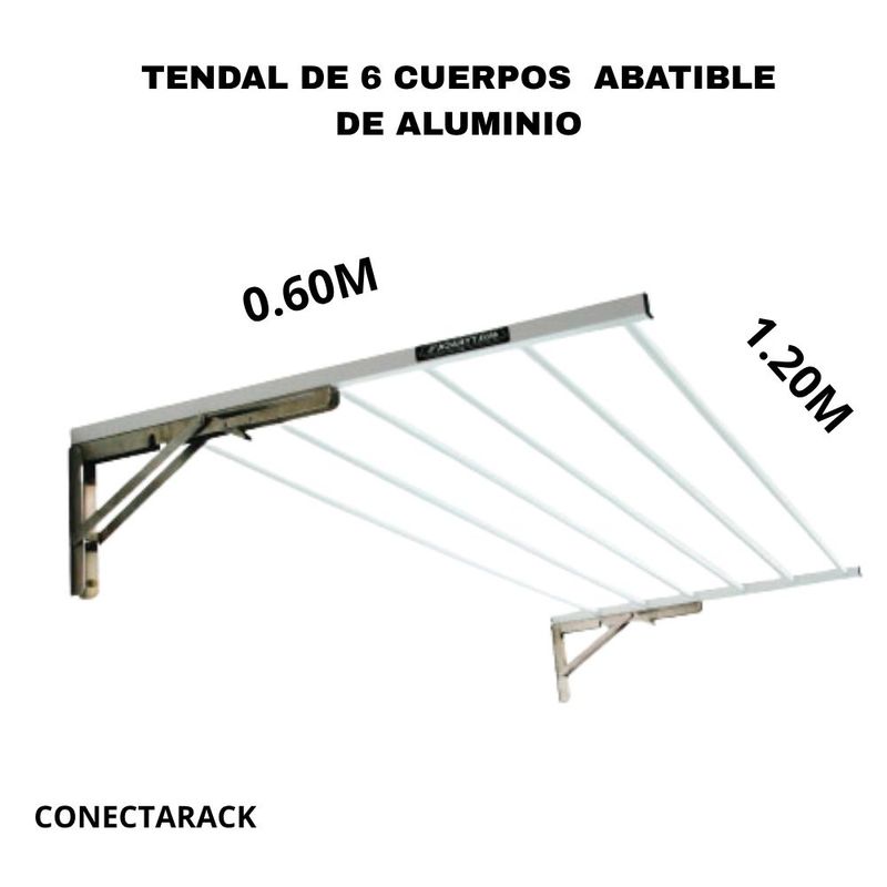 GENERICO - Tendal Plegable Retractil de Ropa de 6 cuerpos