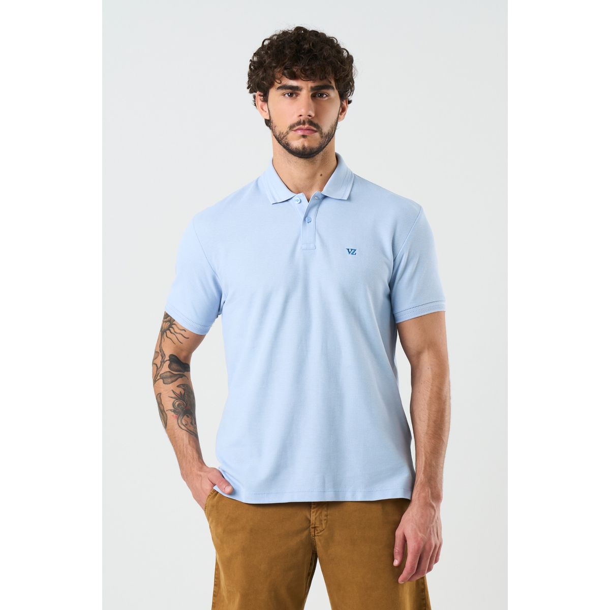 VELEZ - Vélez Polo Manga Corta Essential Hombre Textura Azul Claro