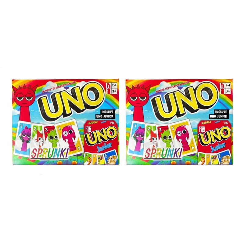 GENERICO - PACK 2 UNO EDICIÓN SPRUNKI + UNO JUNIOR JUEGO DE CARTAS
