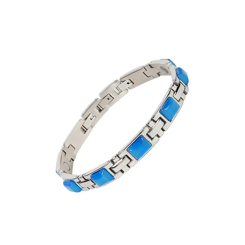 GENERICO - Pulsera de Acero Inoxidable con Piedra de Cuarzo para mujer