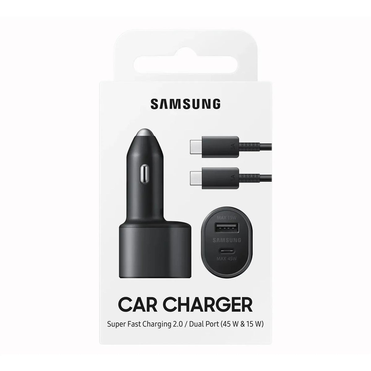SAMSUNG - CARGADOR DE AUTO SAMSUNG 45W USB-C DUAL PORT SUPER FAST CHARGE