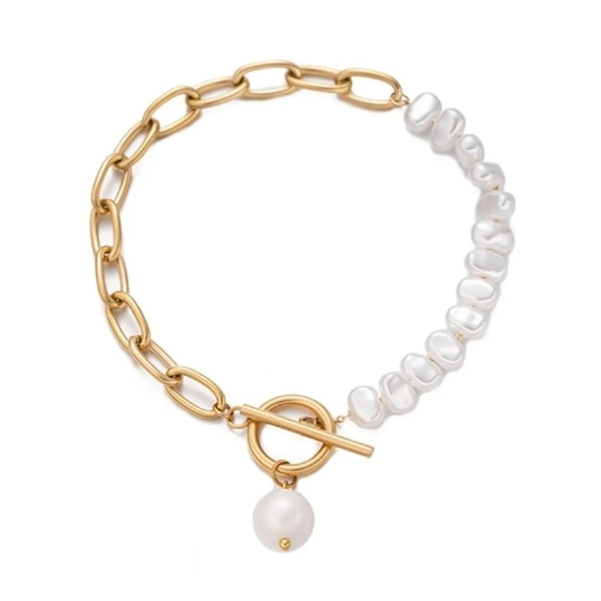 GENERICO - Pulsera Perlas del Rio Mujer Cadena y perla colgante chunky