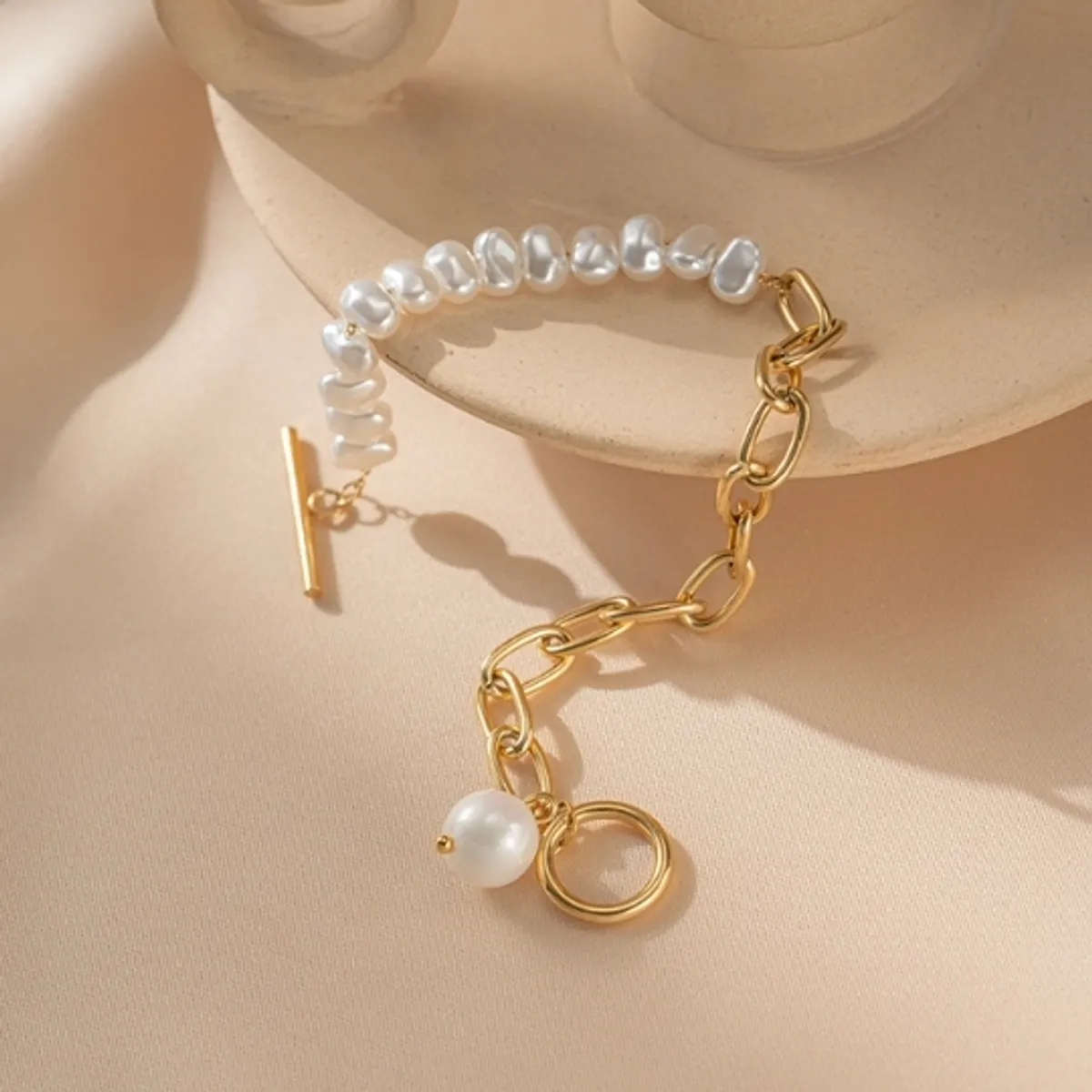 GENERICO - Pulsera Perlas del Rio Mujer Cadena y perla colgante chunky