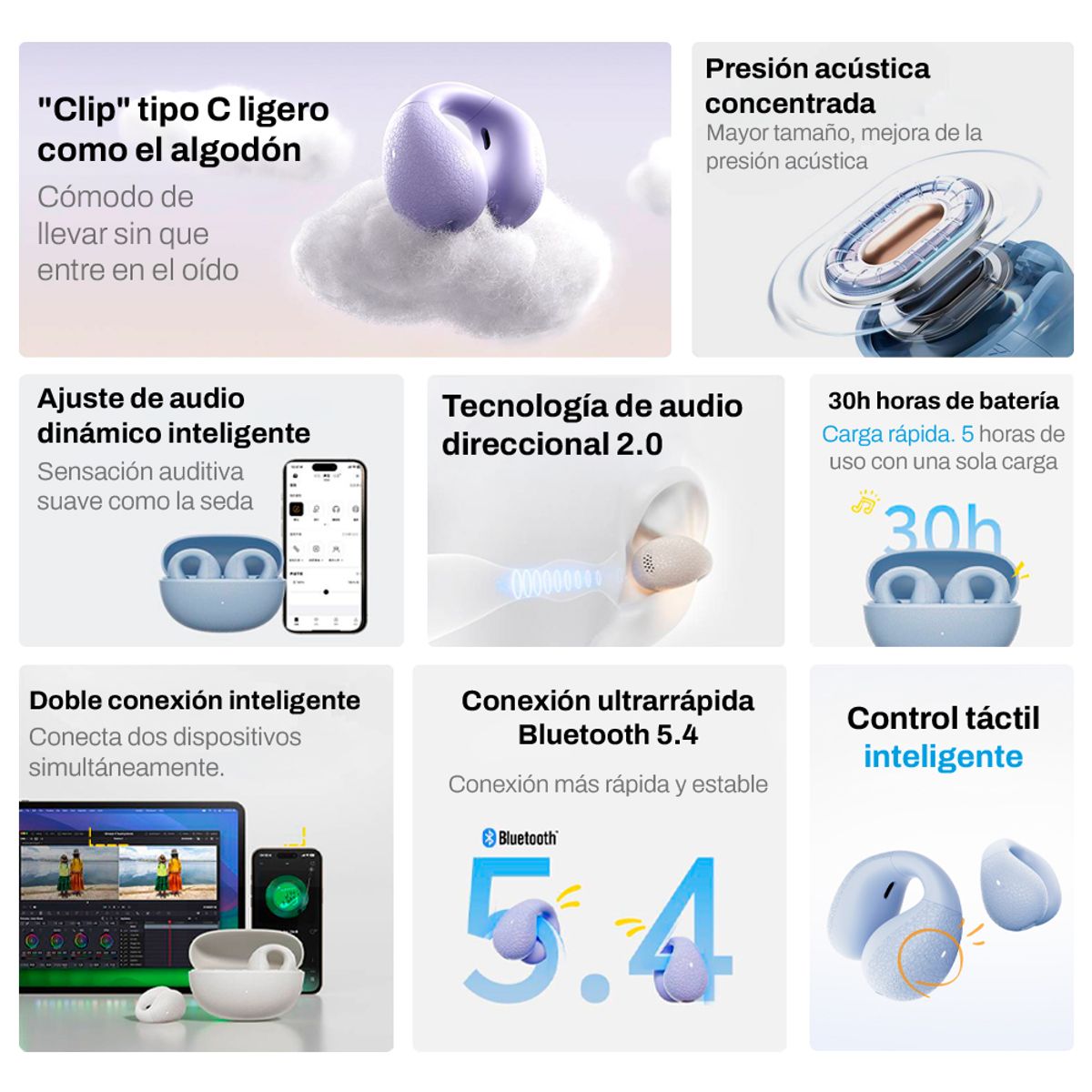 QCY - Audifonos Deportivos Con Clip QCY Crossky C10 Oreja Abierta Negro