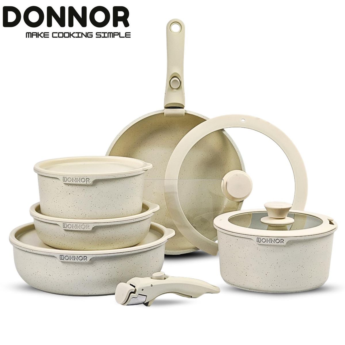 ICHIMATSU - Juego Ollas Antiadherente Blanco x 17 Piezas