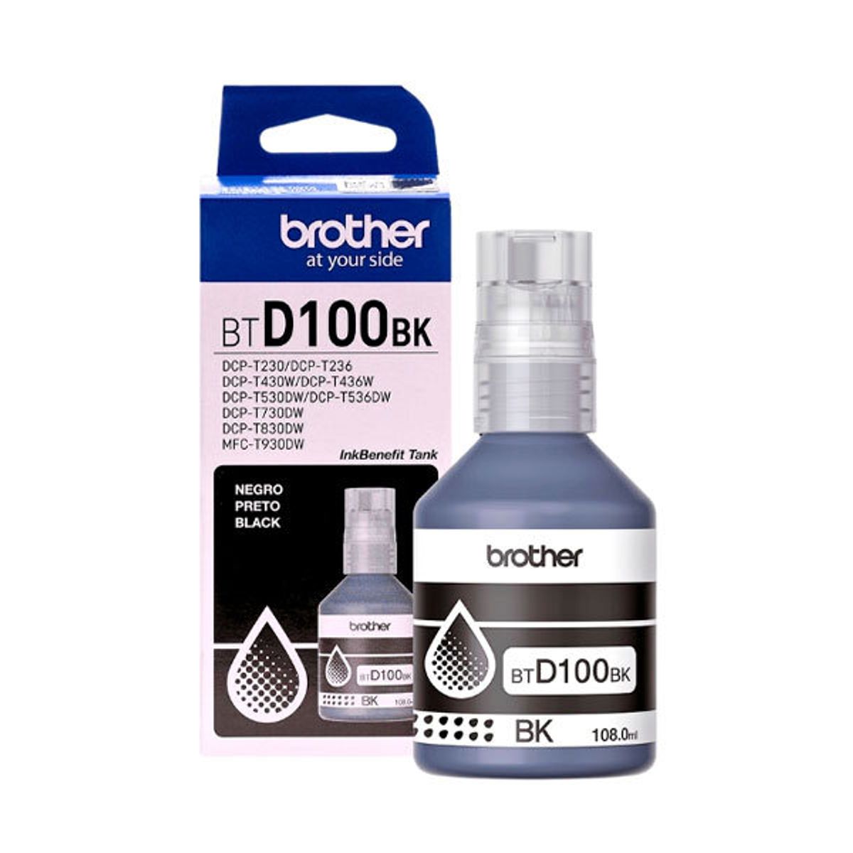 BROTHER - Kit Tinta Brother BTD100BK Negro BTD100CL 3PK Cian Magenta Amarillo