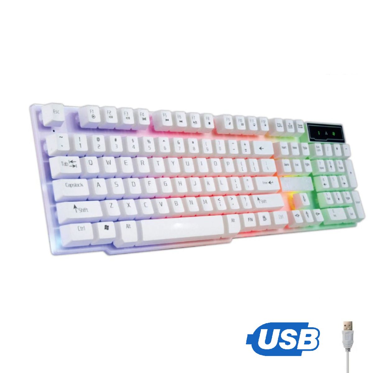 GENERICO - Teclado para Pc Laptop Gamer Alambrico Luz RGB Blanco TX30