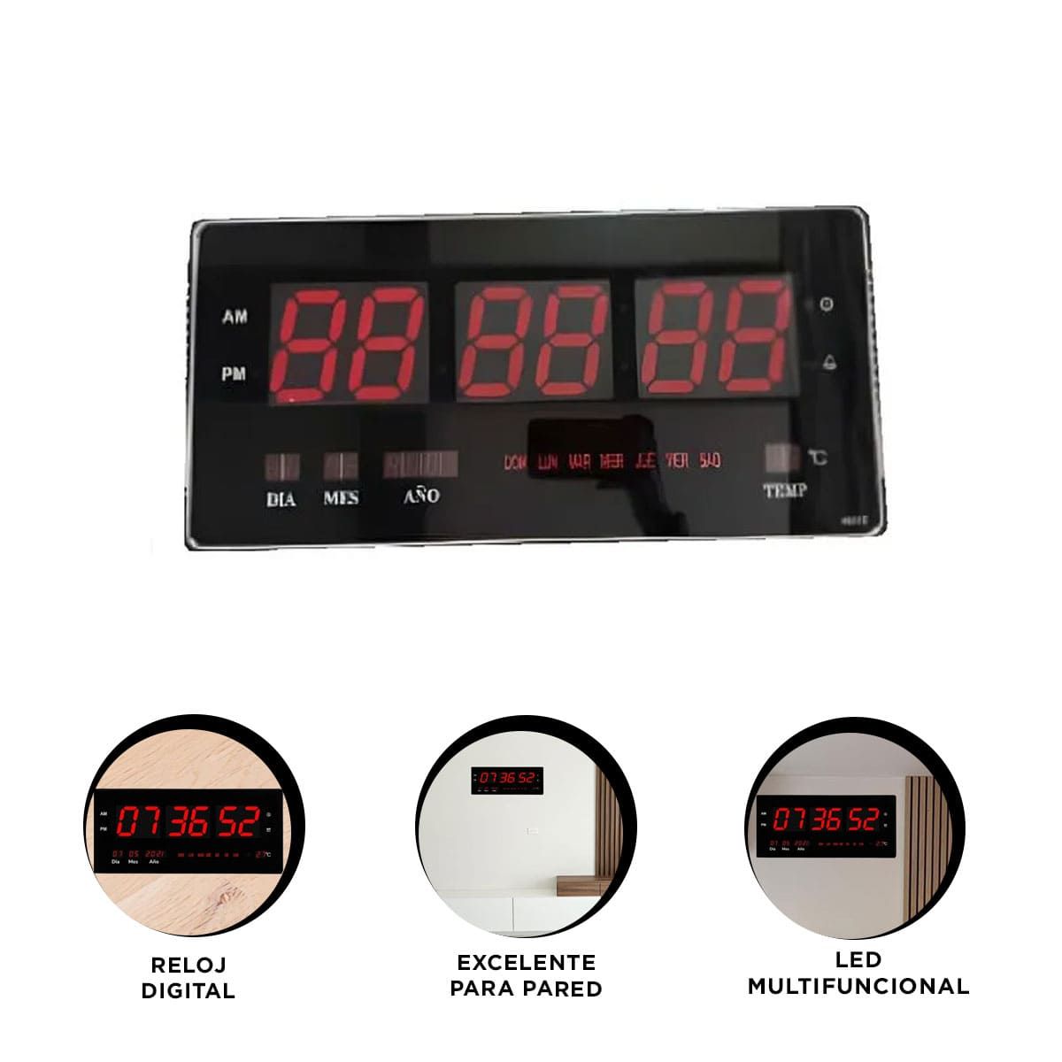 GENERICO - Pack4 Timer Digital de Pared en Negro Y+Banderitas Adhesivas