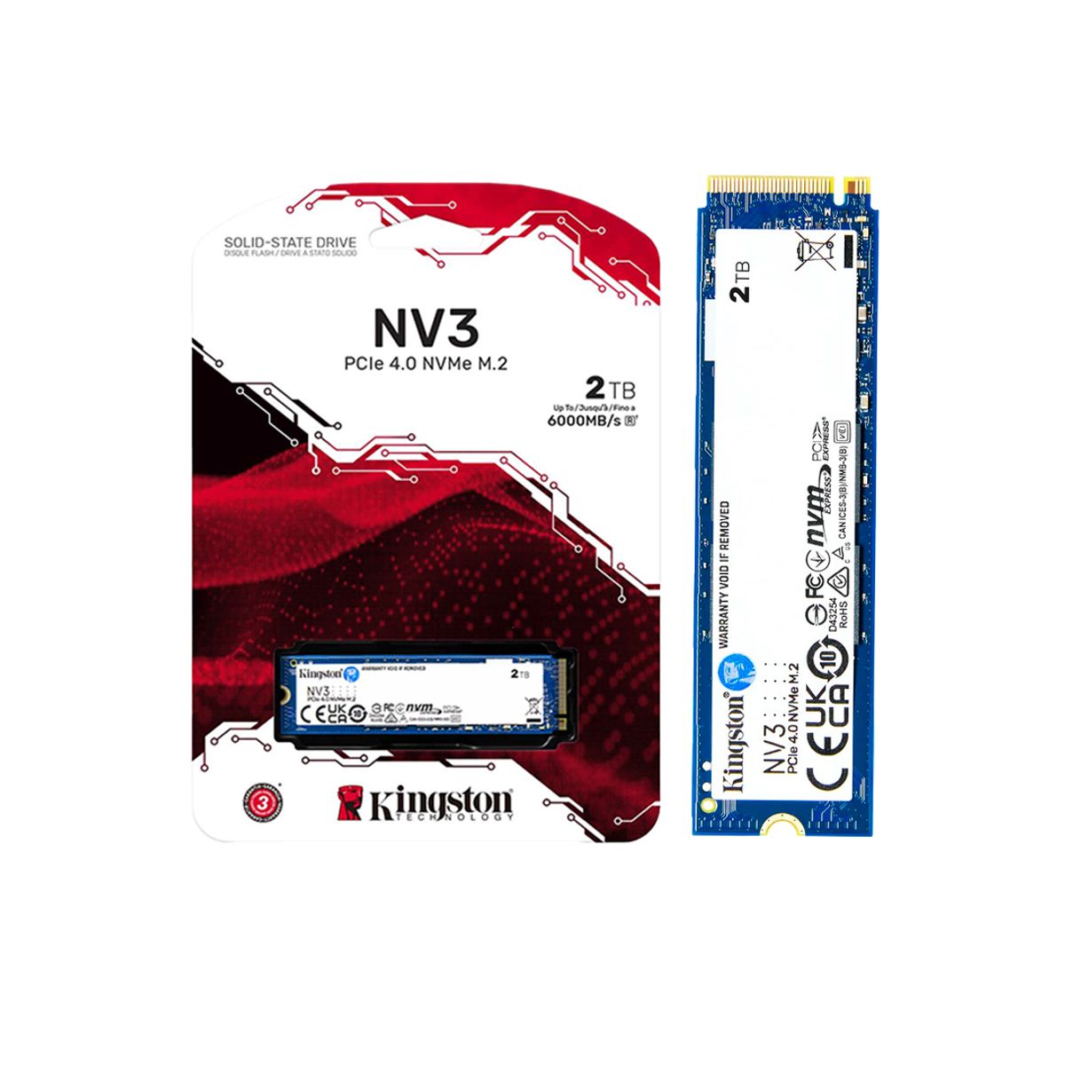 KINGSTON - Disco Sólido SSD 2TB Kingston NV3 M.2 NVMe PCIe 4.0 2280 Alta Velocidad