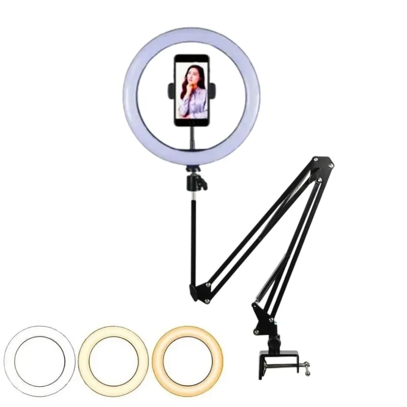 GENERICO - Soporte para Escritorio Mesa Plegable con  Aro Led  Luz 10 Pulgadas