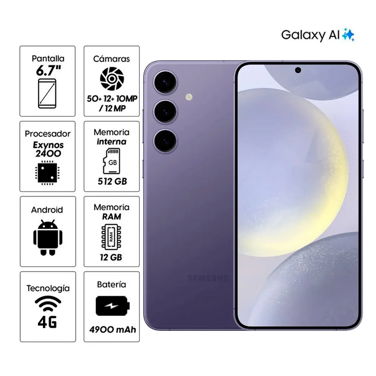 SAMSUNG - CELULAR GALAXY S24 PLUS 512GB 12GB RAM VIOLETA