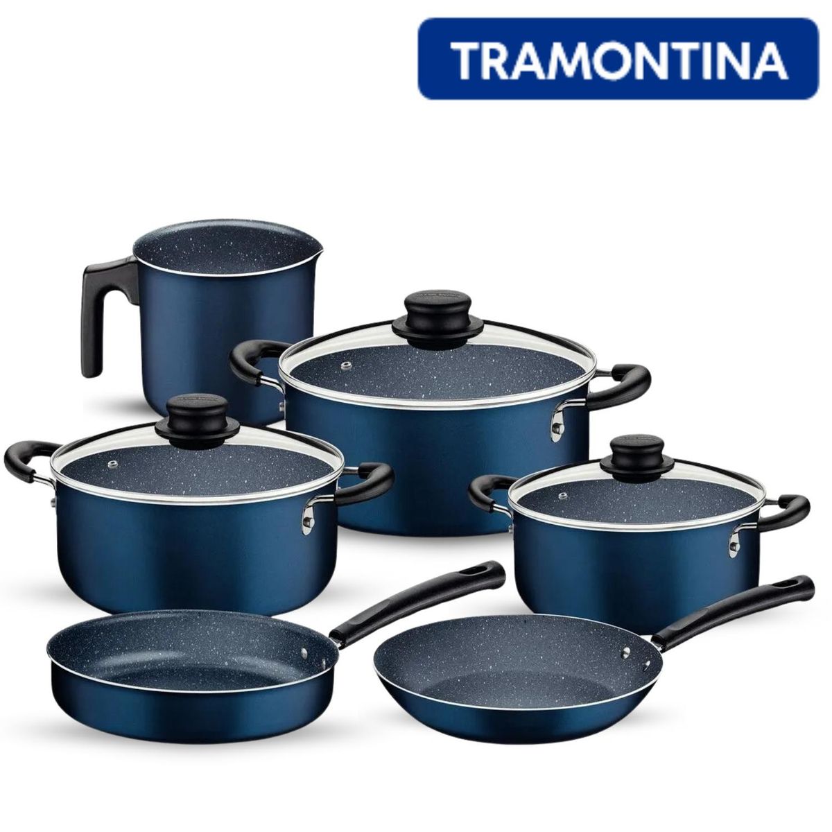 TRAMONTINA - JUEGO DE OLLAS TRAMONTINA X9 PIEZAS AZUL