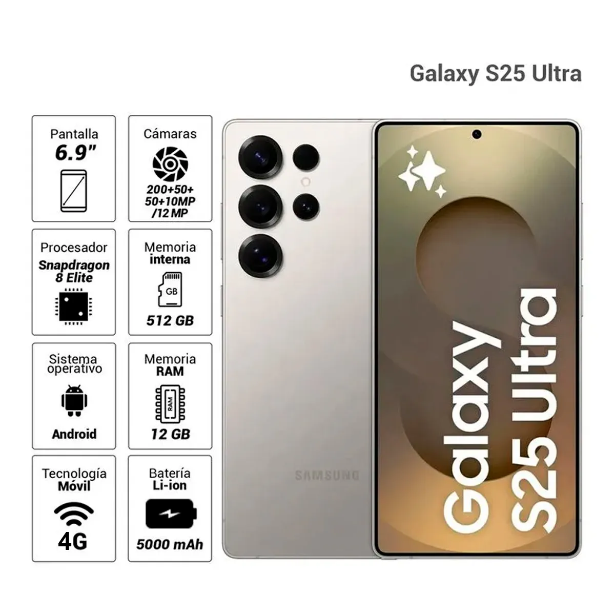 SAMSUNG - Celular Galaxy S25 Ultra 512GB 12GB Titanium Gray