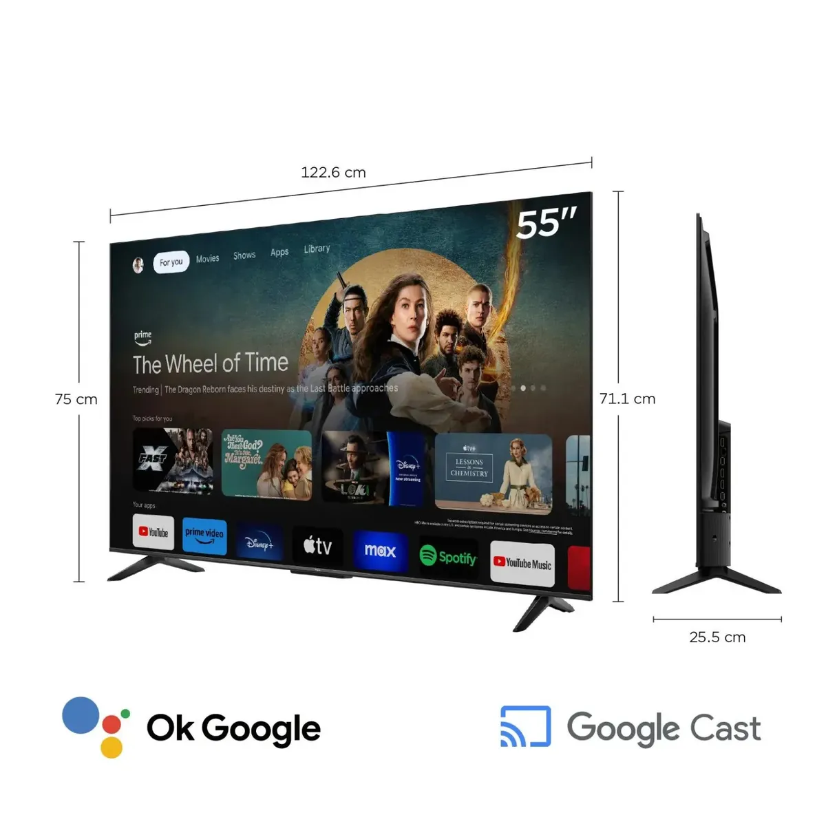 TCL - Televisor TCL 55" QLED Smart TV UHD 4K Año 2025 con Google TV 55T6C + Barra de sonido