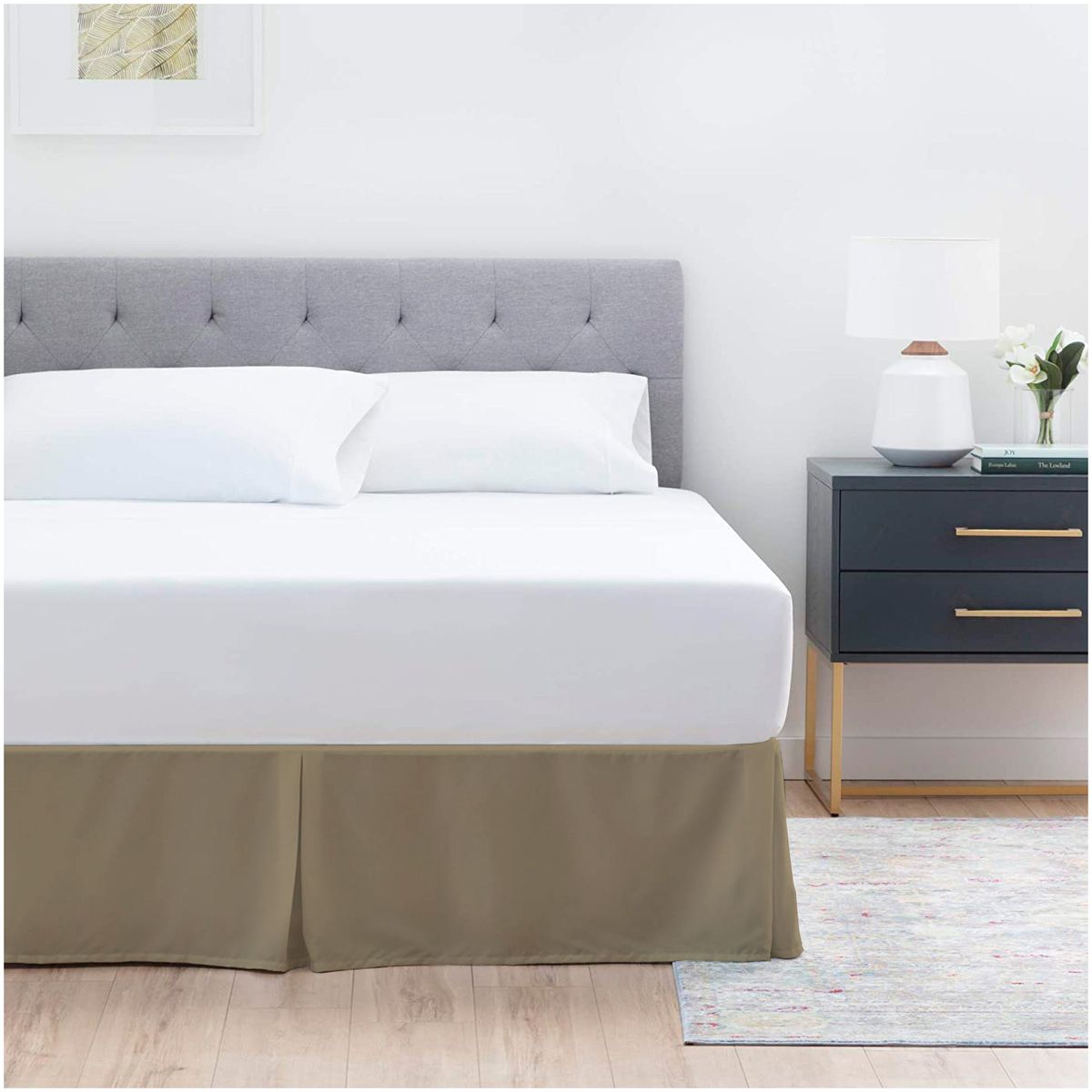 GENERICO - FALDON DE TARIMA 1.5 PLAZA ELEGANCE DRILL BEIGE OSCURO 30CM