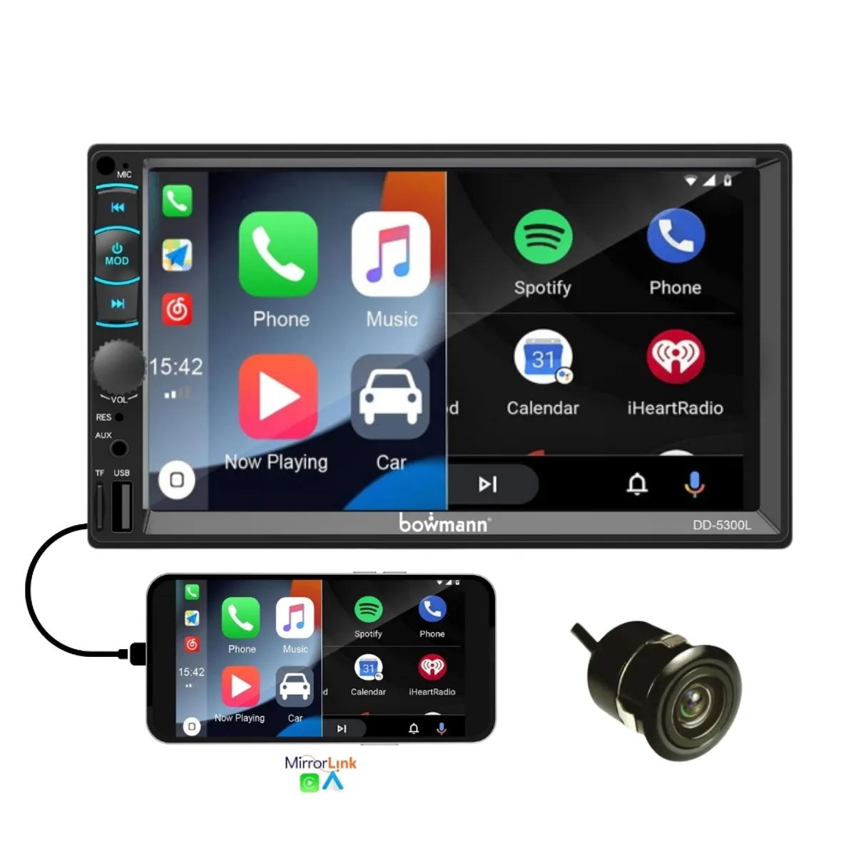 BOWMANN - Autoradio Bowmann Mirrorlink Android iOS 7 HD + Cámara DD-5300LC