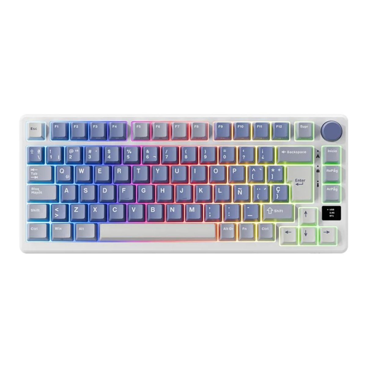 ROYAL KLUDGE - Royal Kludge - Teclado M75 Wireless 75% Ocean Blue Switch K Silver