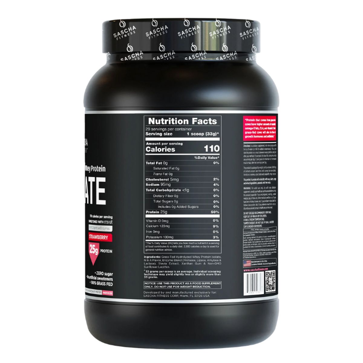 SASCHA FITNESS - Proteína Hidrolizada Fresa 2.11 lbs